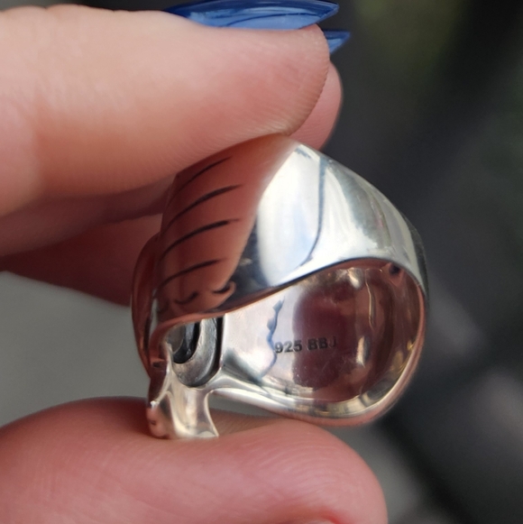 Handmade Sterling Silver 925 Onyx Thunderbird Ring Size 8 - Picture 5 of 8